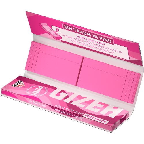 Gizeh All Pink King Size Slim + Tips 1 Heft (34 Blatt + 34 Tips)
