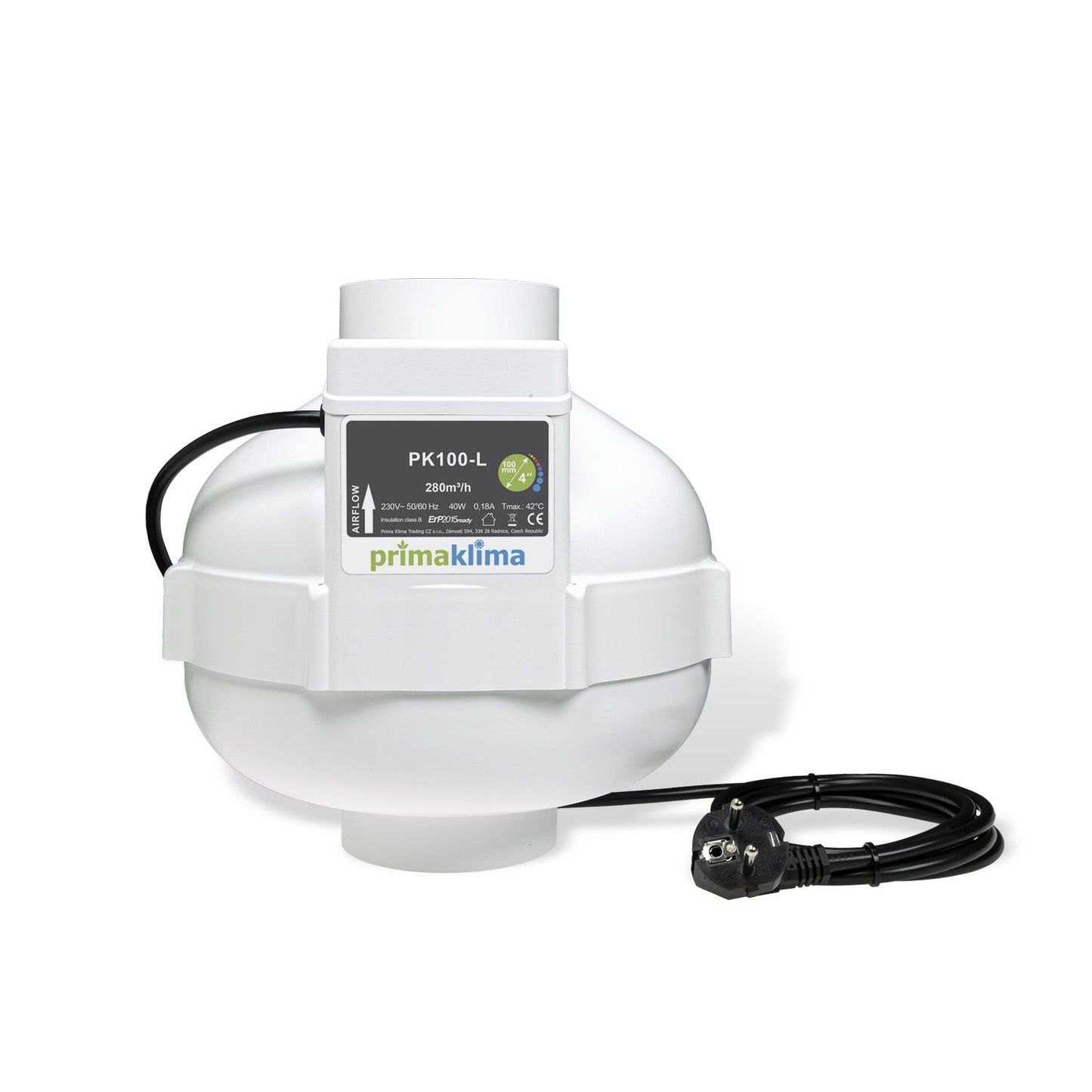 PrimaKlima L Speed radial Ventilator 100mm 280m³/h