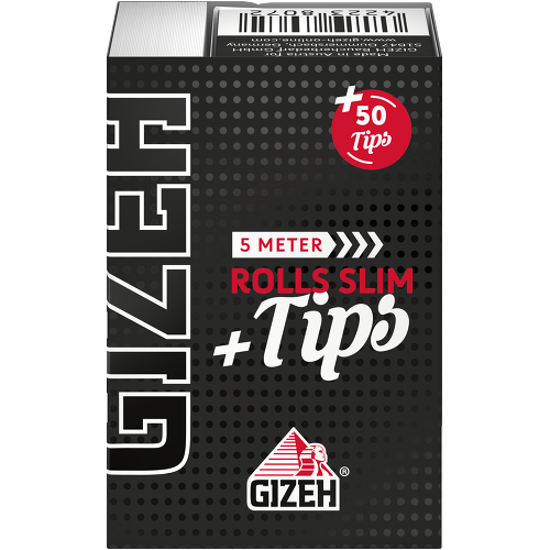 Gizeh Black Rolls Slim + Tips 1 Rolle (5m Blatt + 50 Tips)