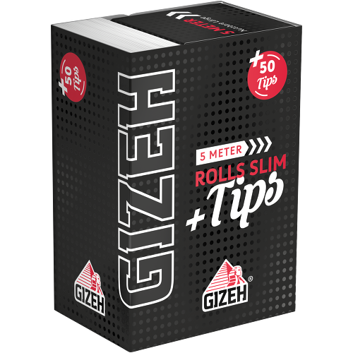 Gizeh Black Rolls Slim + Tips 1 Rolle (5m Blatt + 50 Tips)