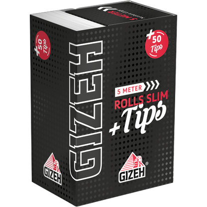 Gizeh Black Rolls Slim + Tips 1 Rolle (5m Blatt + 50 Tips)