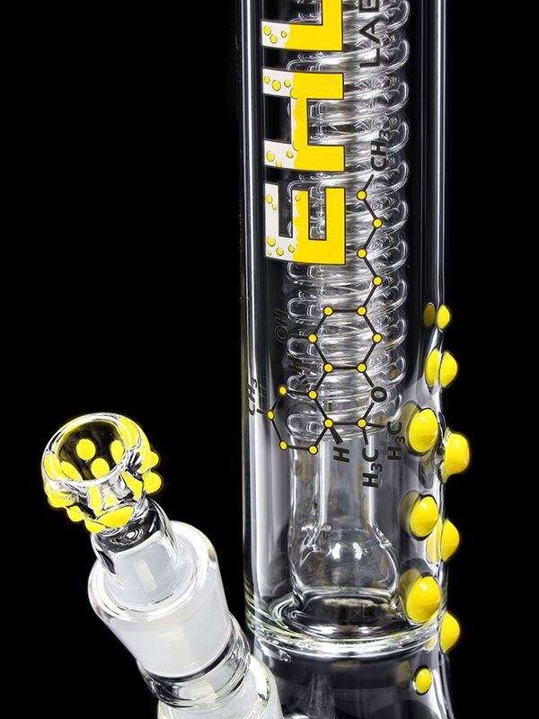 EHLE Beaker "Lab Edition" Gelb NS 18,8 45cm inkl. eingebauter Rauchsäule Logo: Lab Edition Geld inkl. Diffusor und Kopf mit farbigen Punkten