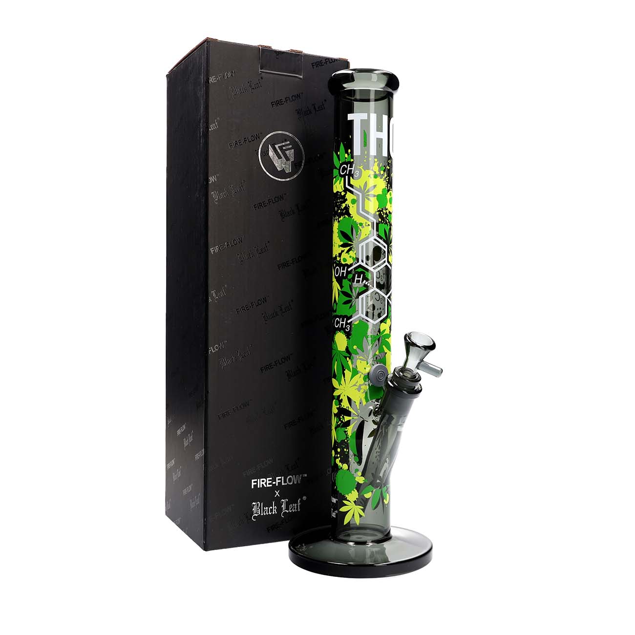 Black Leaf X Fire Flow Bong THC MOLECULE H: 400mm Ø 51mm NS19/14 WS 5mm