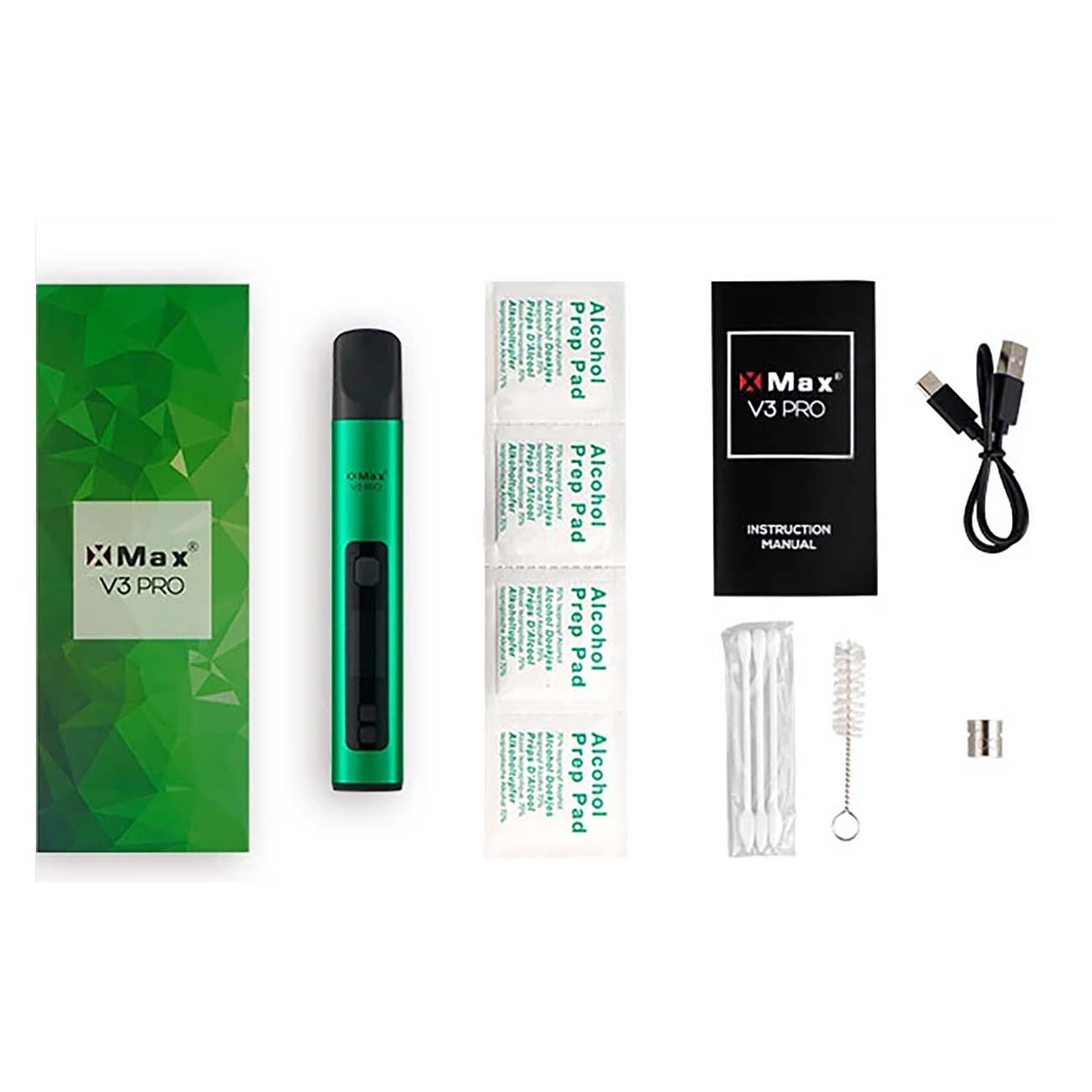 X-MAX Vaporizer V3 PRO GRÜN USB 2600mA/h Akku für Kräuter/Extrakte